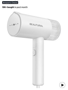 Beautural White Handheld Fabric Steamer - Powerful Portable Steamer